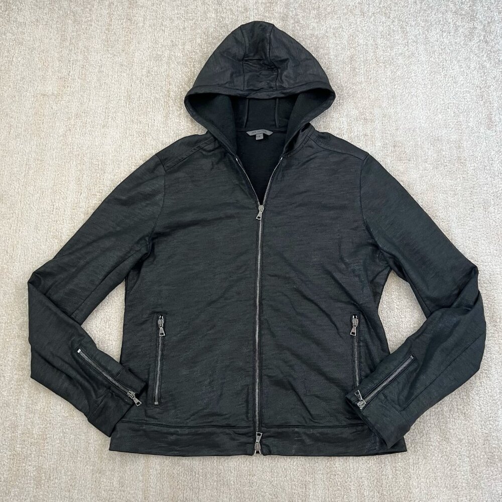John Varvatos Zip Up Black Long Sleeve Hoodie M